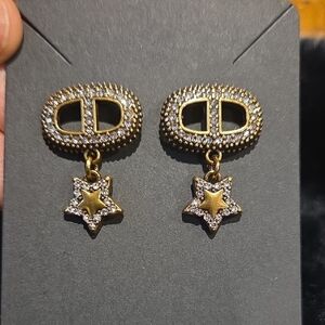 Gold Star Drop Earrings